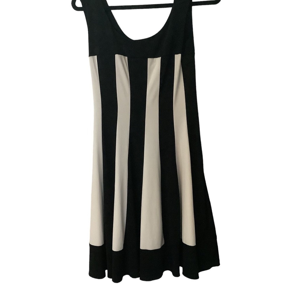 Connected Apparel Womens Black White Striped Sleeveless A-Line Dress Size 6